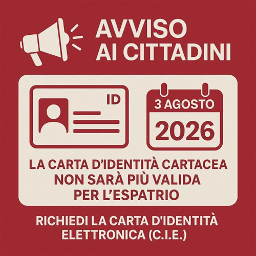 AVVISO Scadenza Carte d'Identità Cartacee